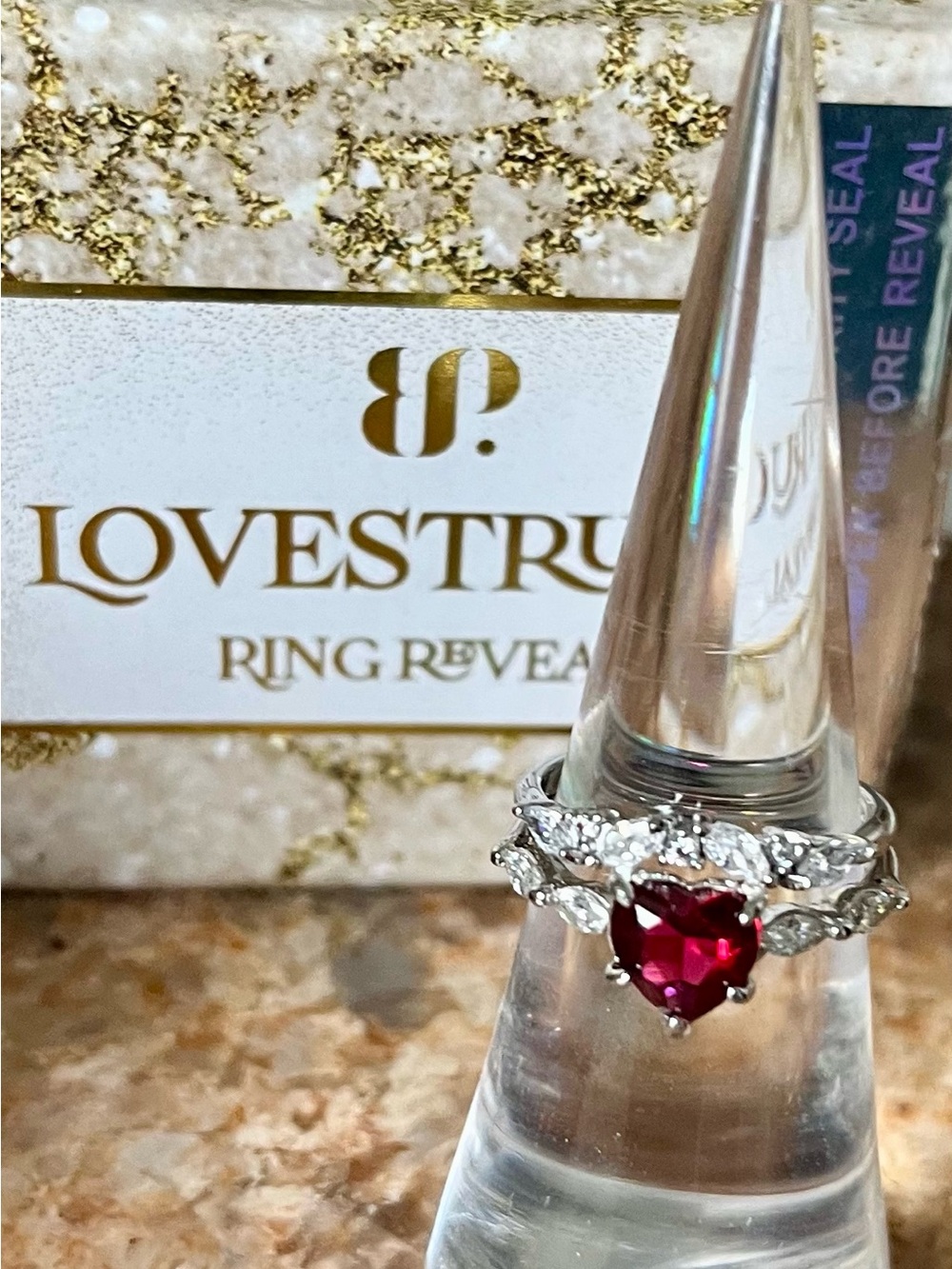 Bomb Party Lovestruck RBP3054 Eternal Love Heart Ruby-Cut Ring Set